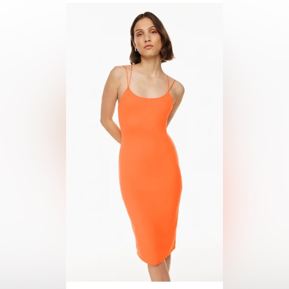 Babaton Artizia Contour scoopback dress tangelo orange size small